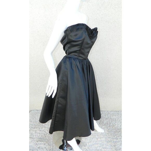 Queen Of Heartz Dress‎ Black  Satin Corset Strapless Pinup Rockability Medium - Picture 4 of 8